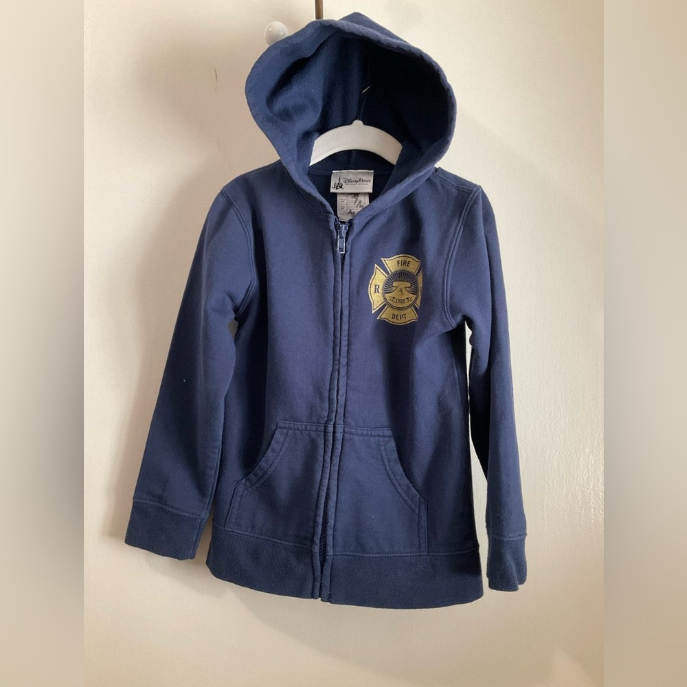Disney Pixar Cars Radiator Spring Fire Department Blue Hoodie Sweatshirt Kids 4T